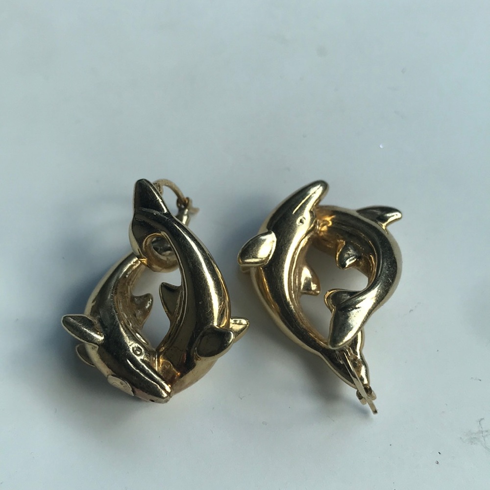 Vintage marked Carl A 14 k puffy gold earrings